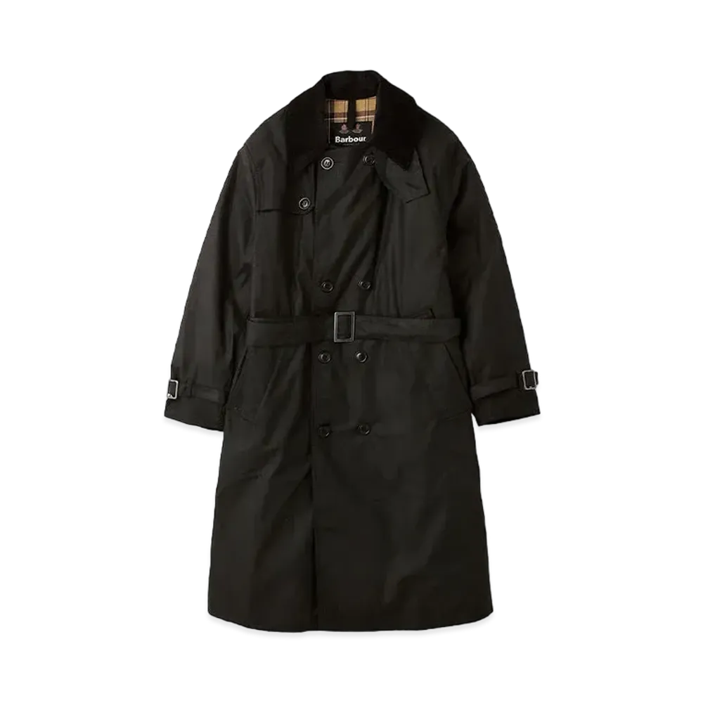 Barbour Whitley Waxed Cotton Trench Coat "Black"