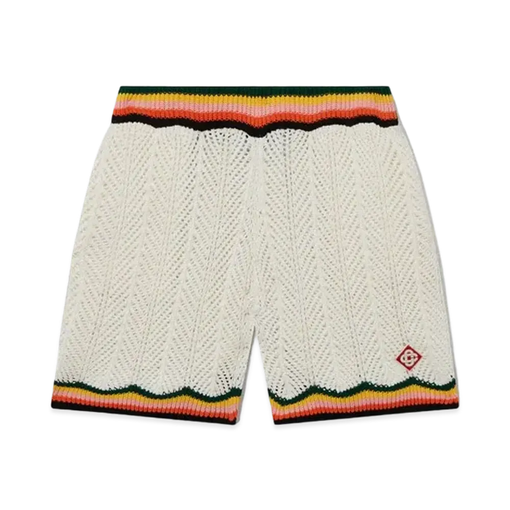 Casablanca Chevron Lace Shorts "White"