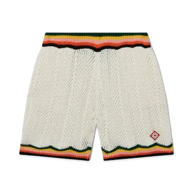 Casablanca Chevron Lace Shorts "White"