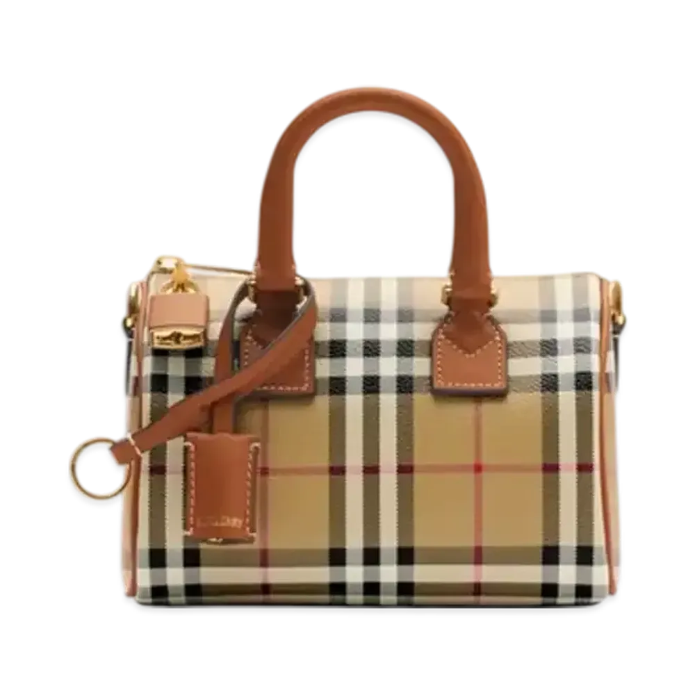 Burberry Mini Check Bowling Bag "Archive Beige/Briar Brown"