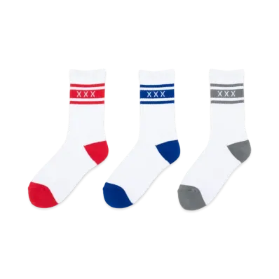 GOD SELECTION XXX SOCKS (3PIECE 1PACK) GX-A22-SO-03 "White x Red/White x Blue/White x Gray"