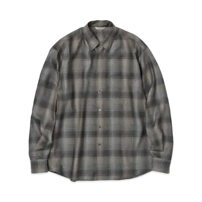 AURALEE Super Light Wool Check Shirt "Charcoal Gray"