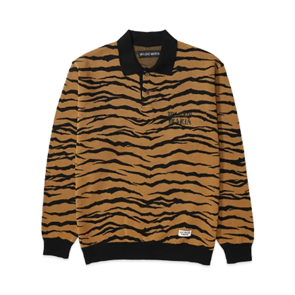 WACKO MARIA Jacquard Knit Polo Shirt "Brown"