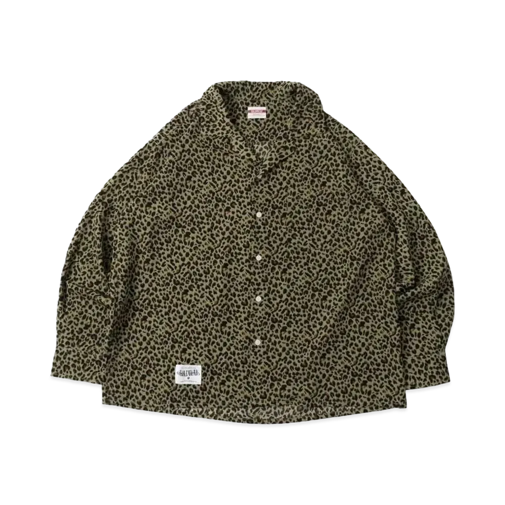 BADWAY Leopard Open Collar shirt "Khaki"