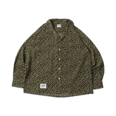 BADWAY Leopard Open Collar shirt "Khaki"