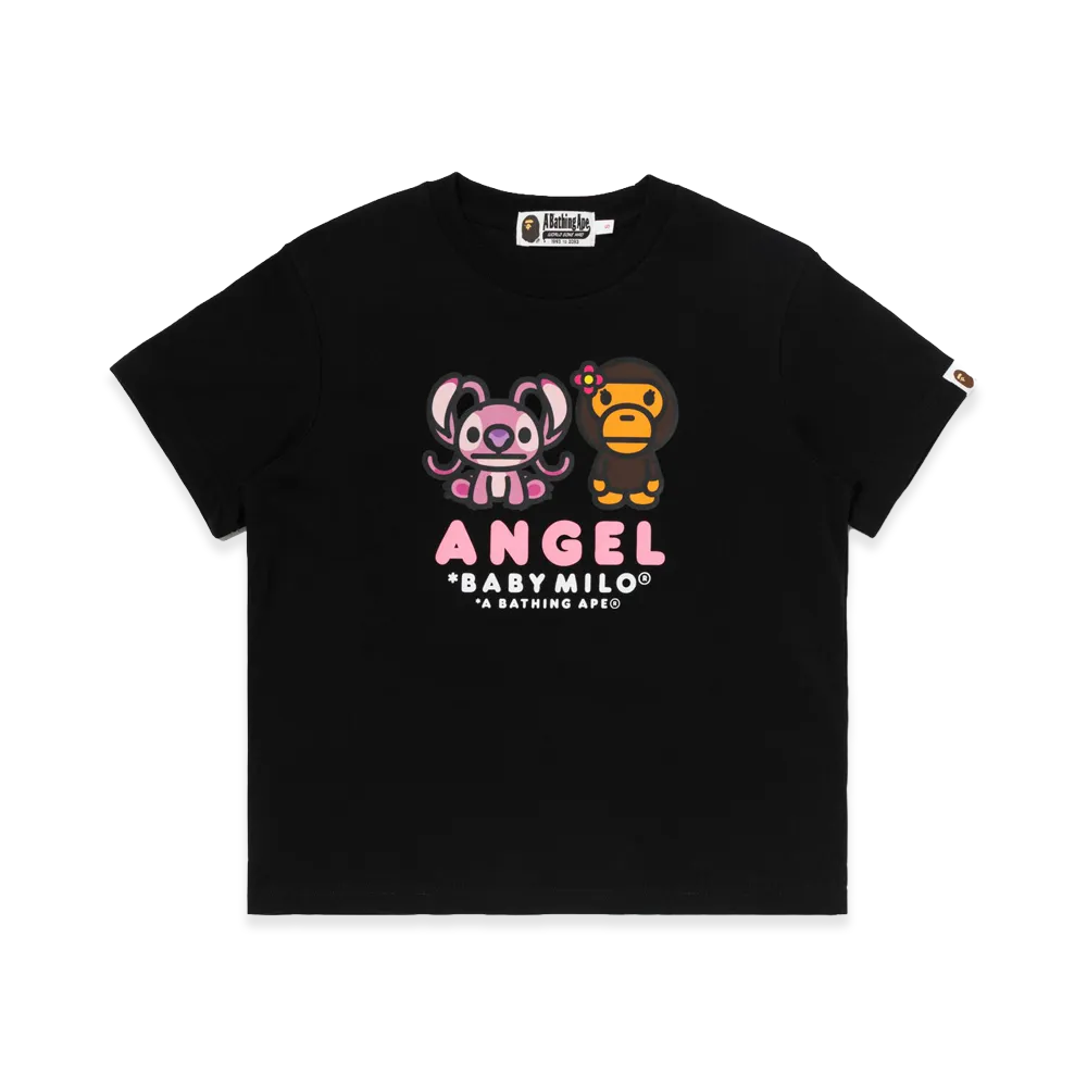 A BATHING APE x Disney Stitch Women's Stitch Angel And Baby Milo Mini Tee "Black"