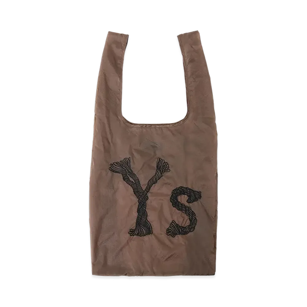 Y's Logo Stitch Nylon Shopping Bag "Brown"