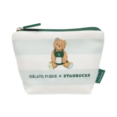 STARBUCKS x GELATO PIQUE Bear Print Border Pouch "Mint Green"