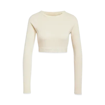adidas Rib Long Sleeve Crop Top "Cream White"