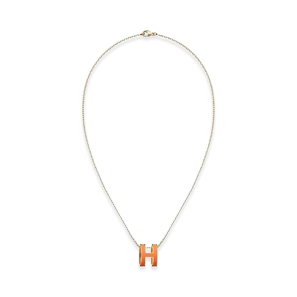 Hermes Pop H Pendant "Orange Soie/Gold"
