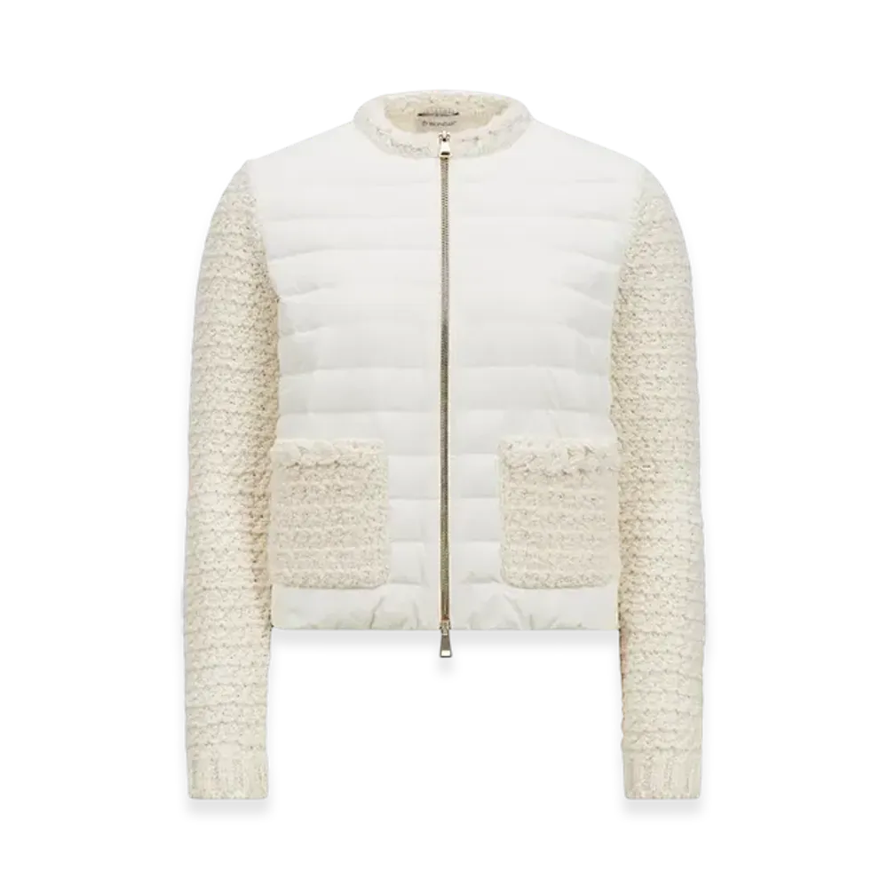MONCLER Padded Cotton Zip-Up Cardigan "White"