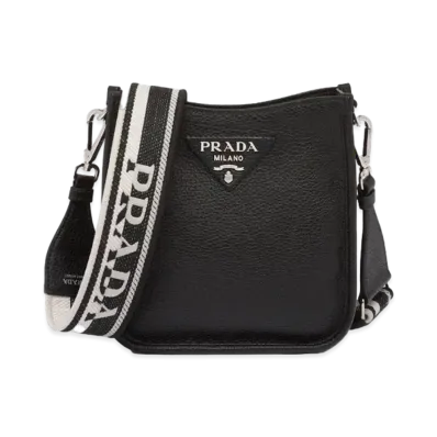 PRADA Leather Mini Shoulder Bag "Black"