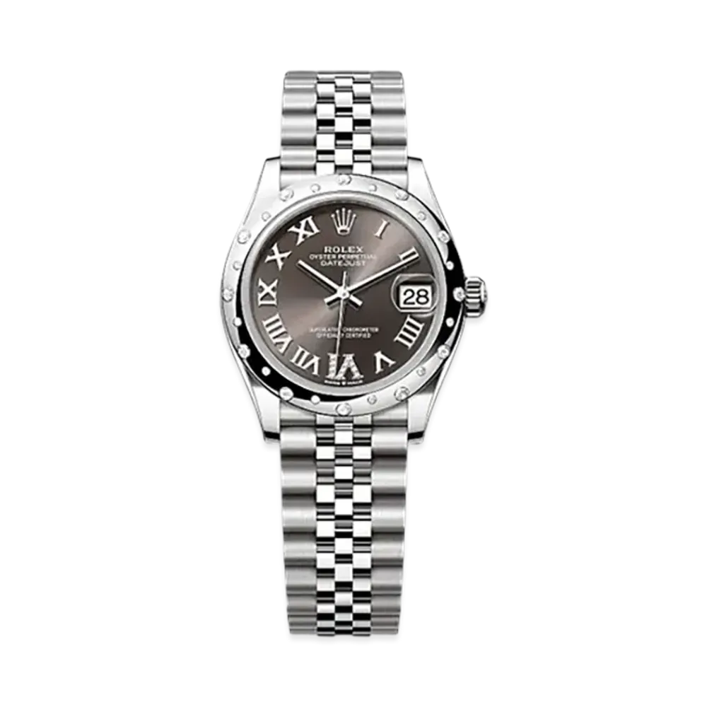 ROLEX Datejust 31mm Oystersteel & White Gold Diamond 278344RBR "Dark Grey"