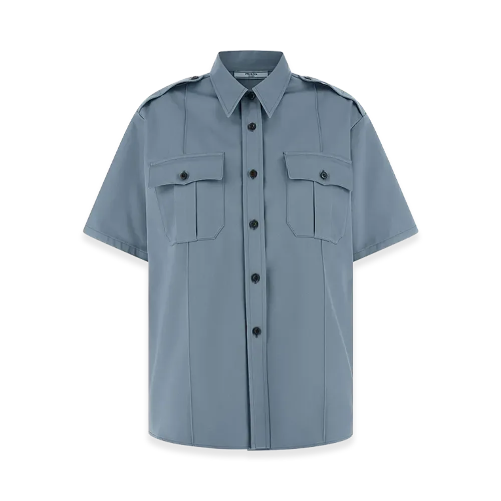 PRADA Women's Chino Short Sleeve Shirt "Light Blue"