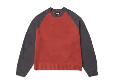 Stussy Colorblocked Raglan Knit Crew "Brick"