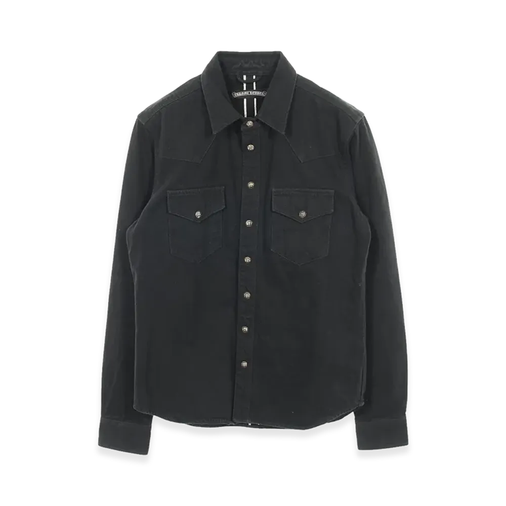 Chrome Hearts Arm Cross Patch Crossball Button Denim Shirt "Black"
