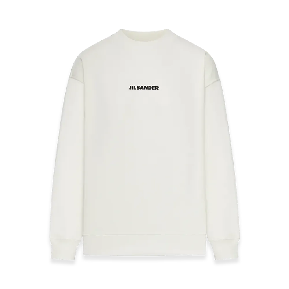 Jil Sander Women's Crew Neck Cotton Sweatshirt With Logo "White"