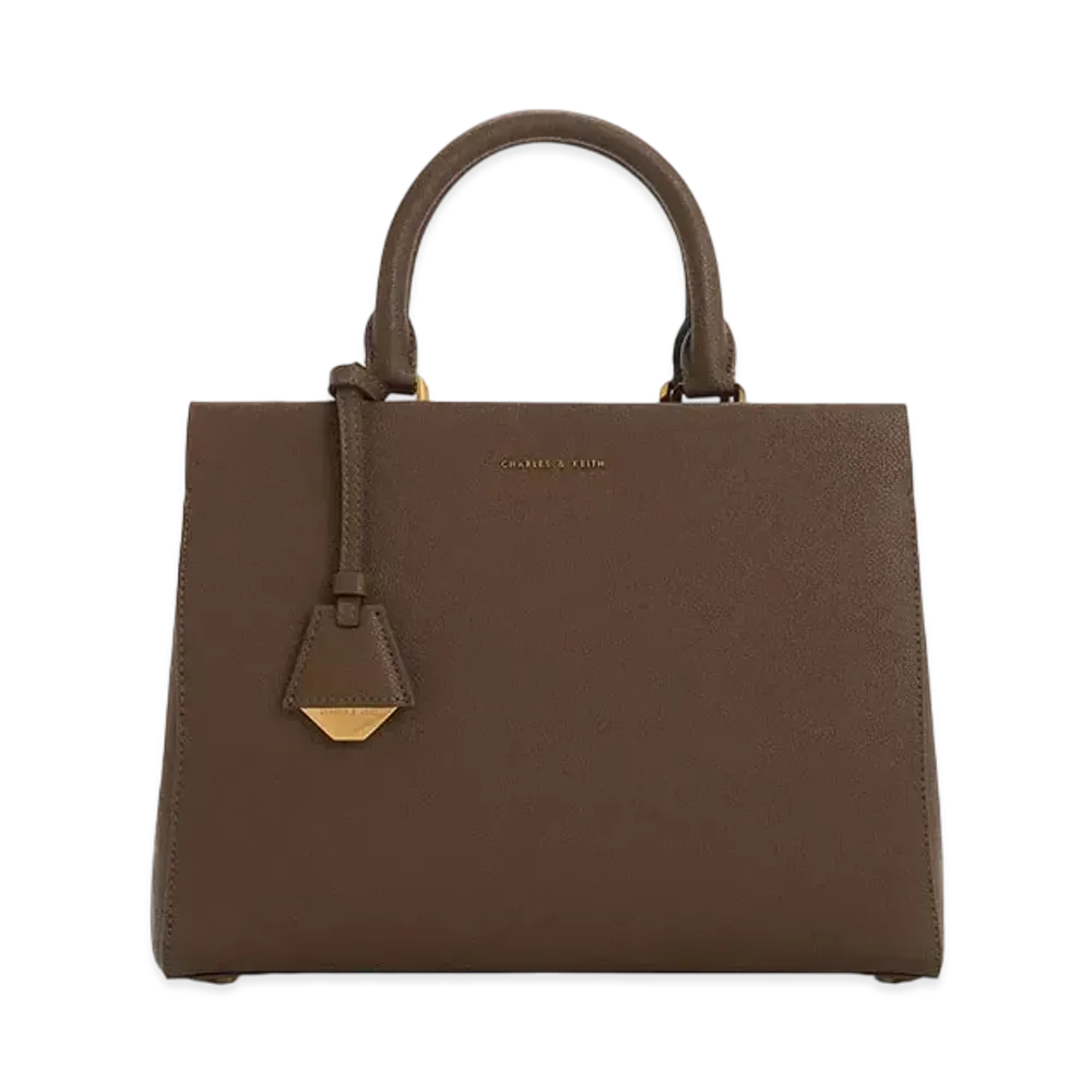 CHARLES & KEITH Mirabelle Structured Handbag "DarkBrown"