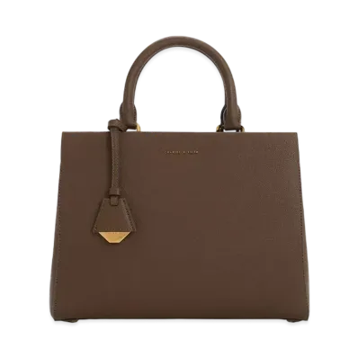 CHARLES & KEITH Mirabelle Structured Handbag "DarkBrown"