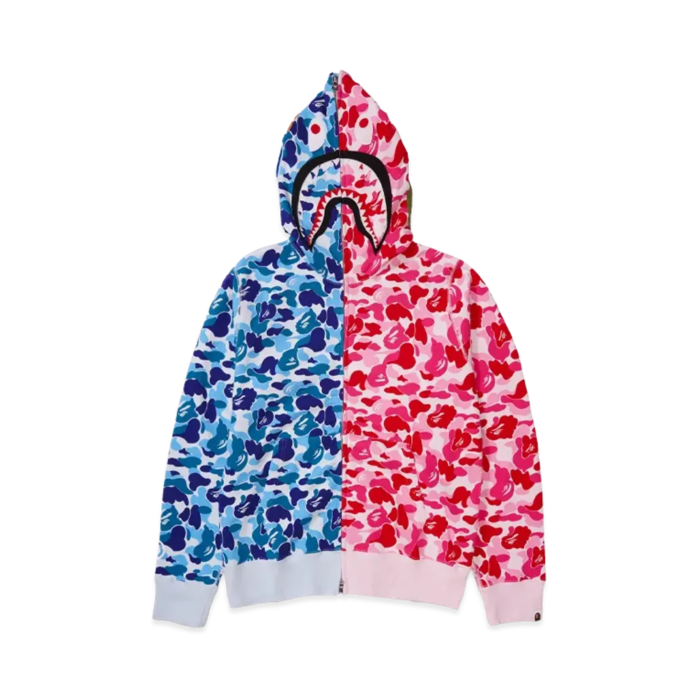 A BATHING APE Abc Camo Separate Shark Full Zip Hoodie "Blue/Pink"