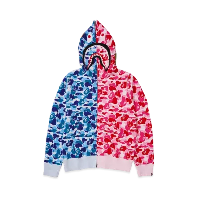 A BATHING APE Abc Camo Separate Shark Full Zip Hoodie "Blue/Pink"