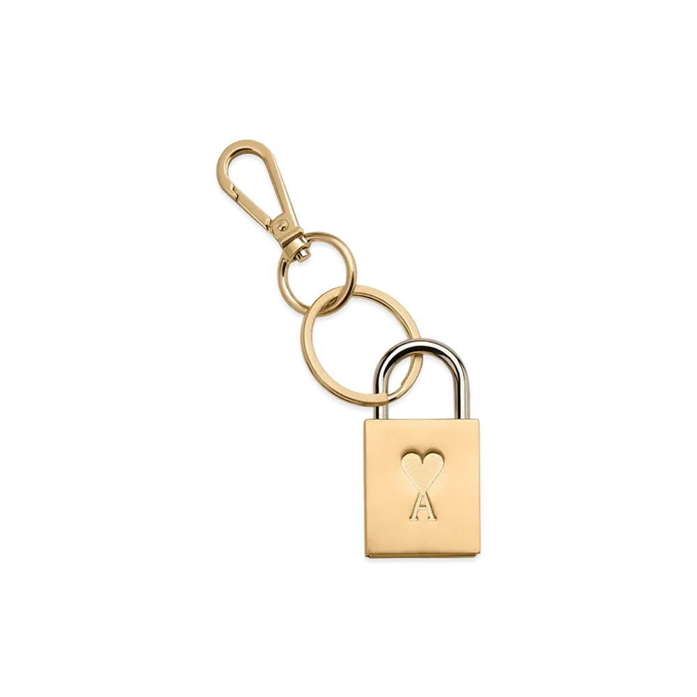 AMI PARIS Metal Ami De Coeur Padlock Keyring "Gold"