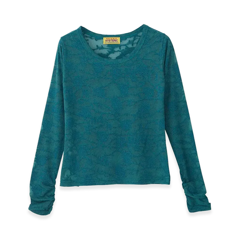 HYSTERIC GLAMOUR Hysteric Rose Pattern Jacquard Mini Tee "Blue"