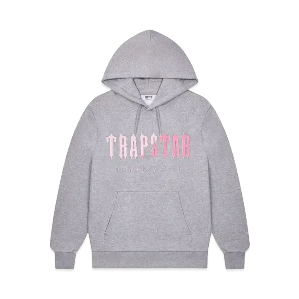 TRAPSTAR Decoded Chenille Hooded Shorts Set "Grey/Pink"