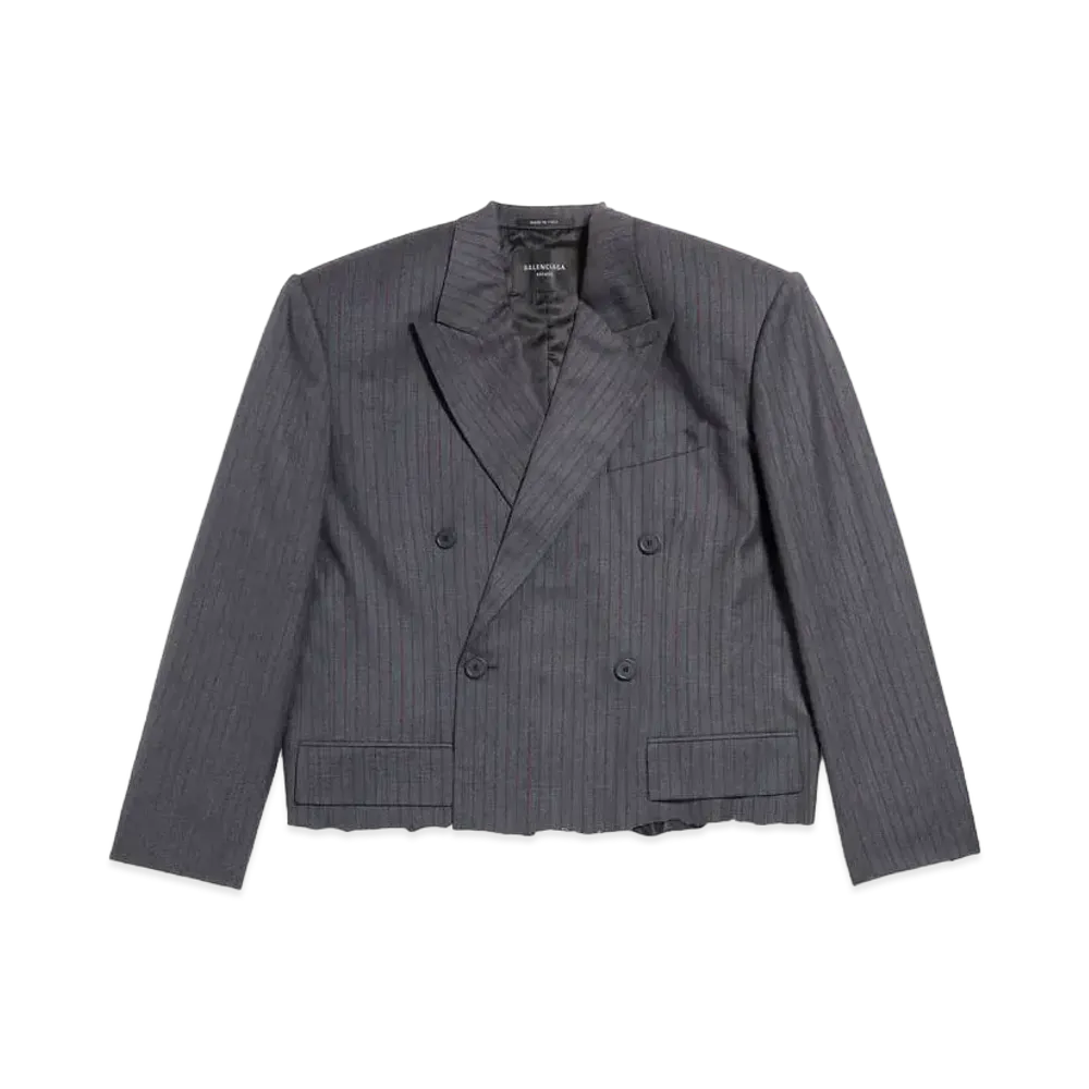 BALENCIAGA Men's Cropped Blazer "Grey/Red"