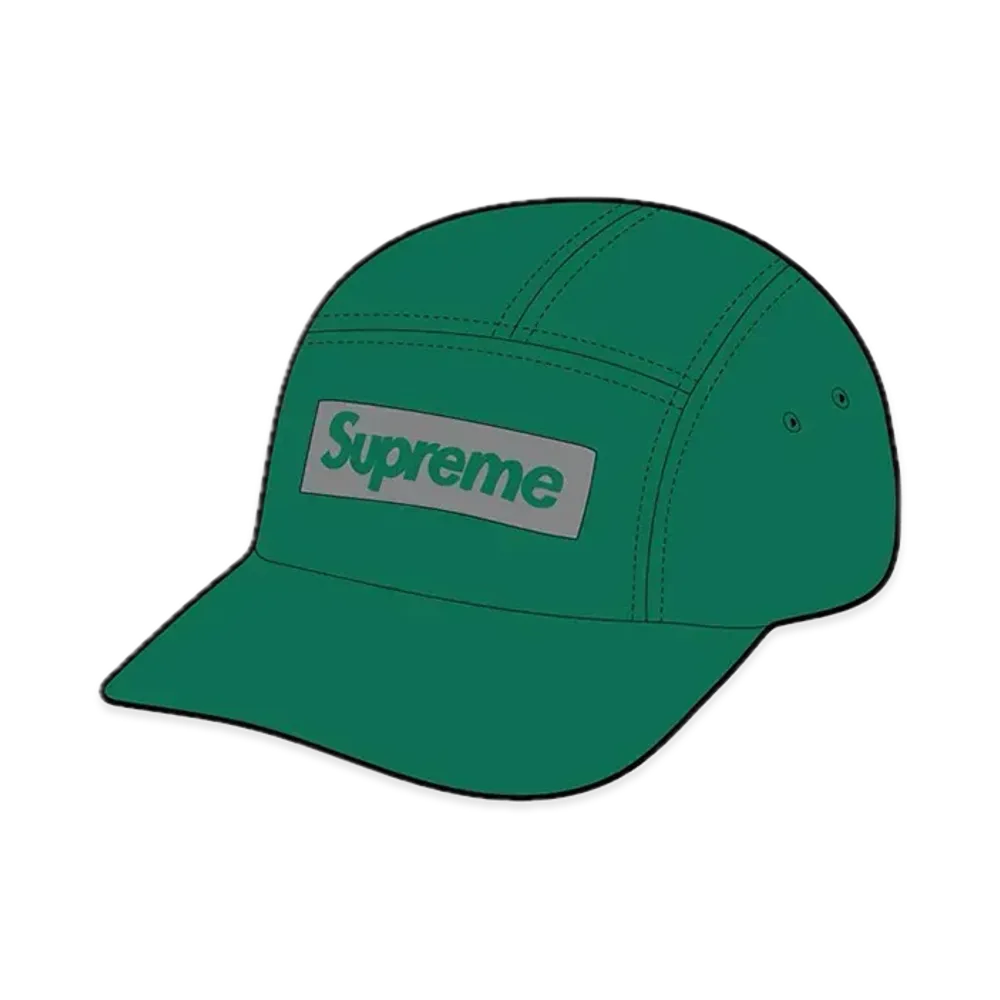 Supreme Reflective Jacquard Logo Camp Cap "Green"