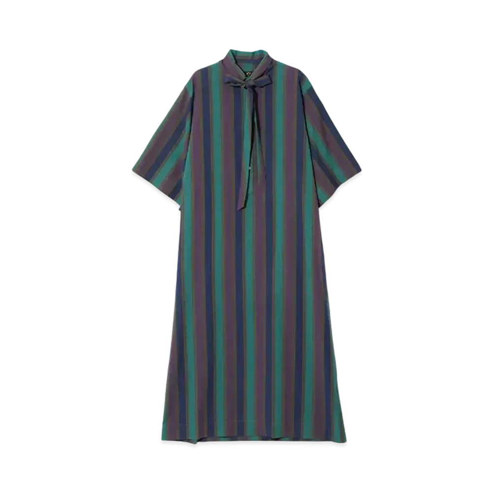 NEEDLES Ascot Collar Dress - Printed Cotton Lawn "Green"
