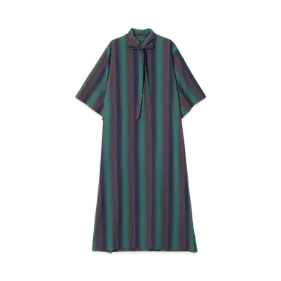 NEEDLES Ascot Collar Dress - Printed Cotton Lawn "Green"