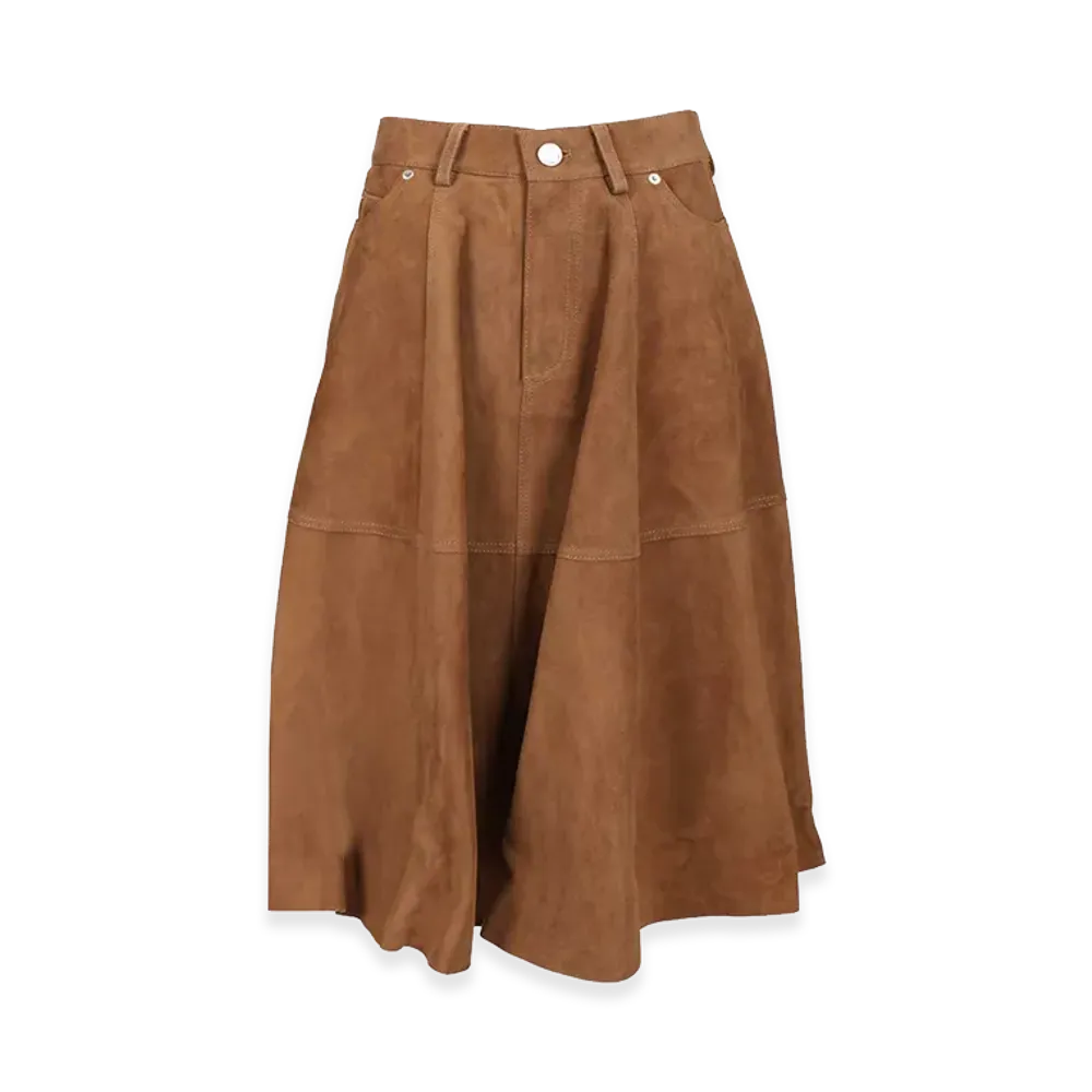 AMI PARIS Women's Suede Skirt "Brown"