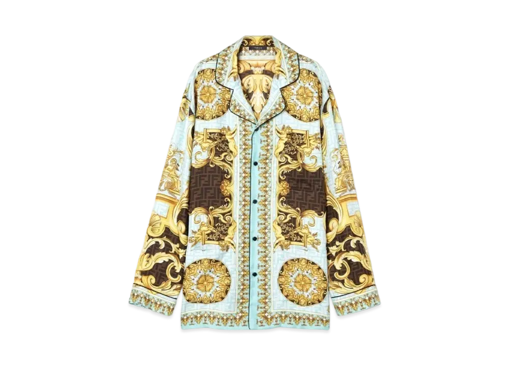 FENDI x Versace Fendace Gold Baroque Pyjama Top "Blue"