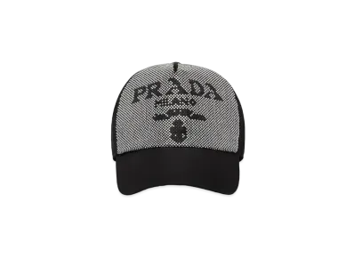 PRADA Studded Re-Nylon Baseball Cap "Black / Light Gray"