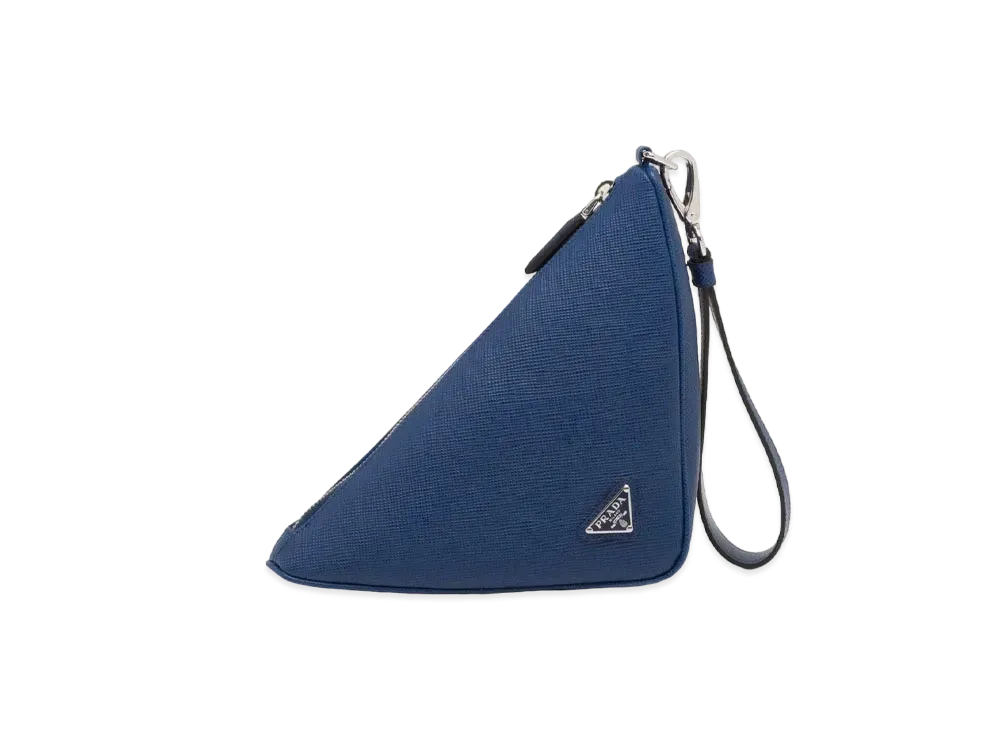PRADA Prada Triangle Leather Pouch "Blue"