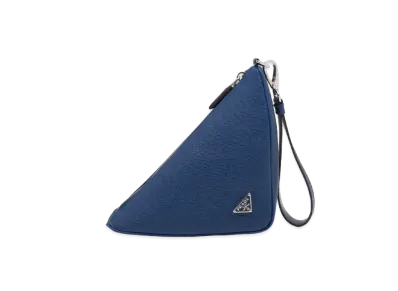 PRADA Prada Triangle Leather Pouch "Blue"