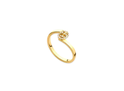 GUCCI Yellow Gold GG Running Ring With Diamonds