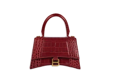 BALENCIAGA Women's Hourglass Small Top Handle Bag "Dark Red"