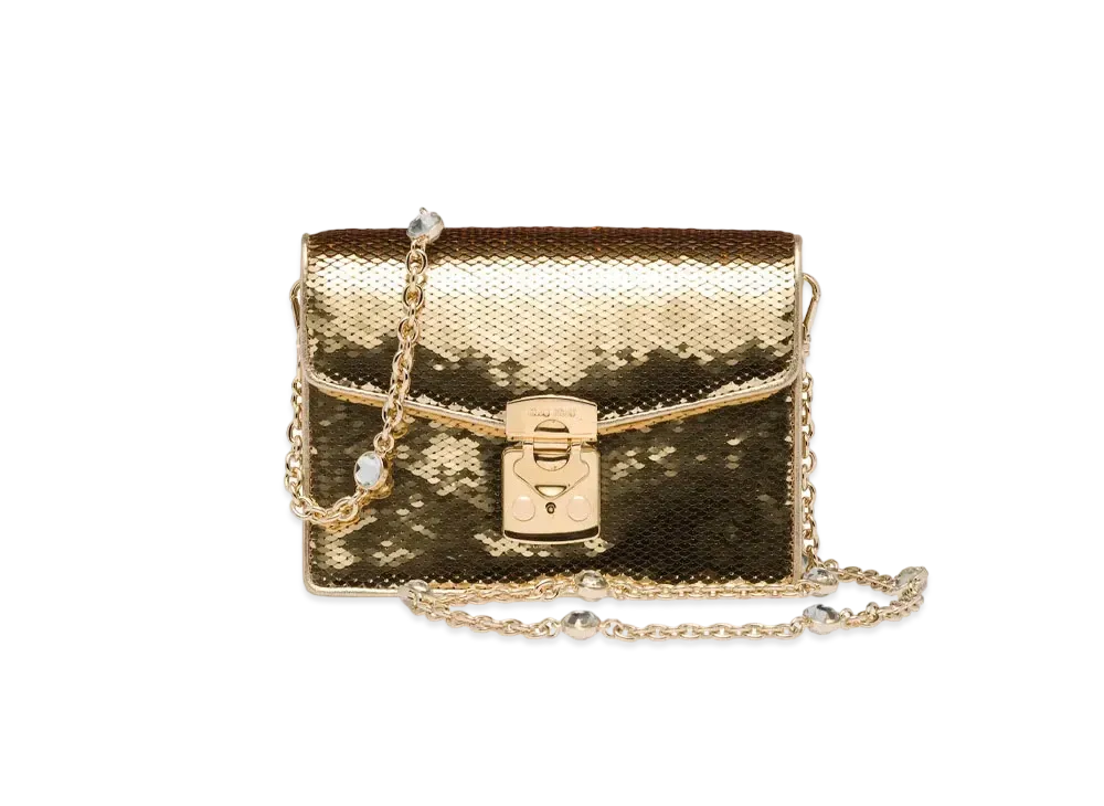 MIU MIU Miu Confidential Nappa Leather And Sequin Bag "Platinum"