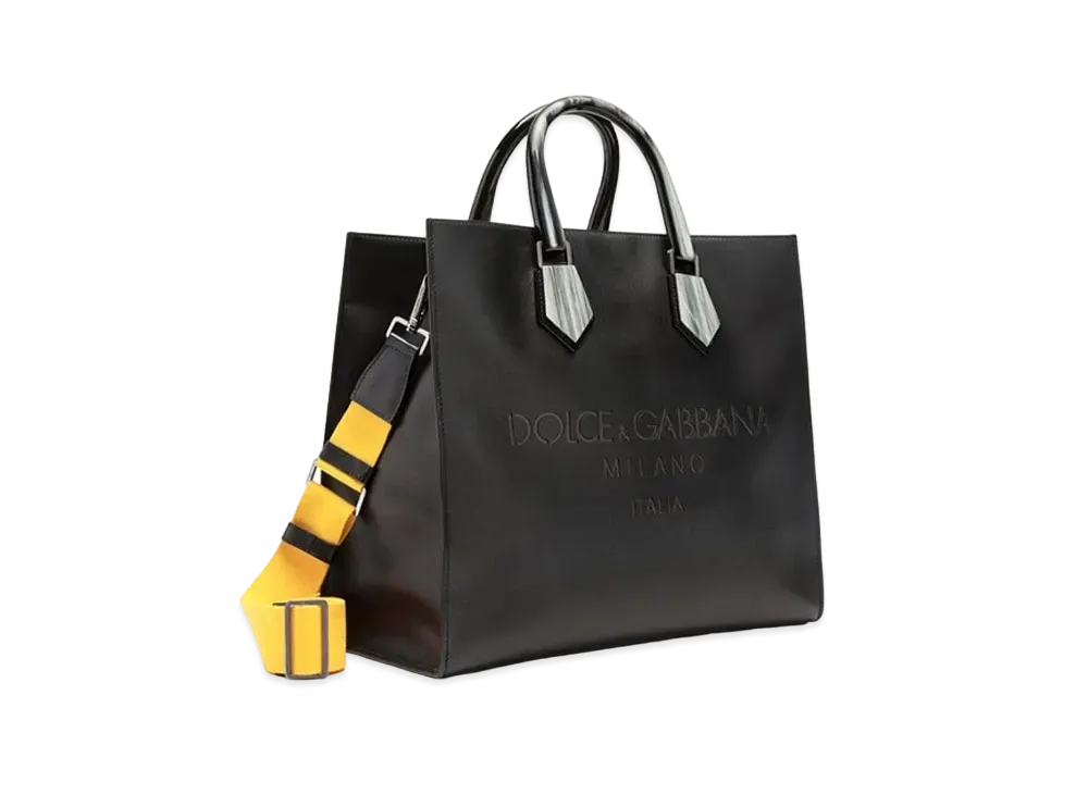 Dolce&Gabbana Design Logo Shopping Bag Calfskin Laser Root Logo "Black"