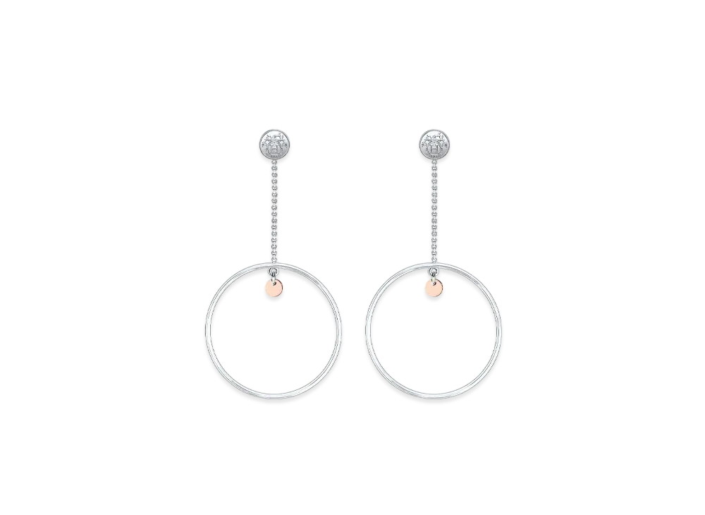 Hermes Hermes Ex-Libris Earrings "Silver/Pink Gold"
