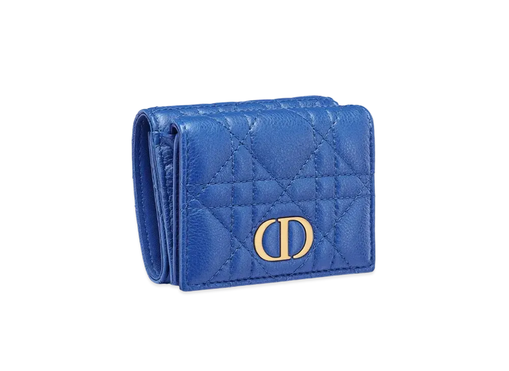 Dior Caro Compact Wallet Canage Calfskin "Blue"