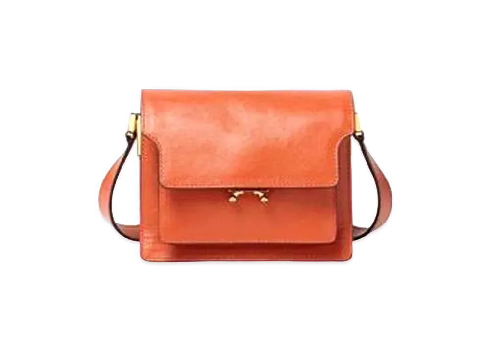 Marni TRUNK SOFT Bag in Tumbled Calf "Orange"