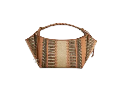 TOD'S Fabric & Leather Shoulder Bag Small "Beige/Brown/Orange"