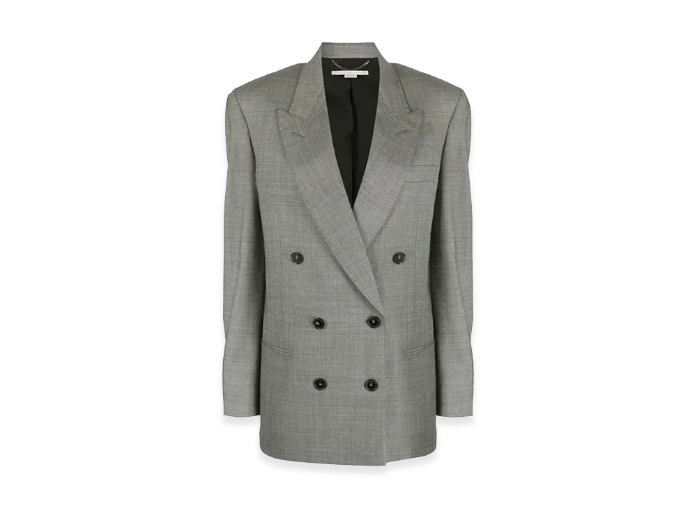 STELLA McCARTNEY Women's Oversized Double-Breasted Wool Jacket "Gray"