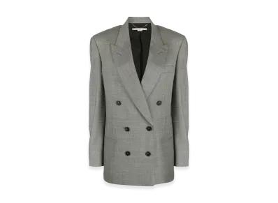 STELLA McCARTNEY Women's Oversized Double-Breasted Wool Jacket "Gray"