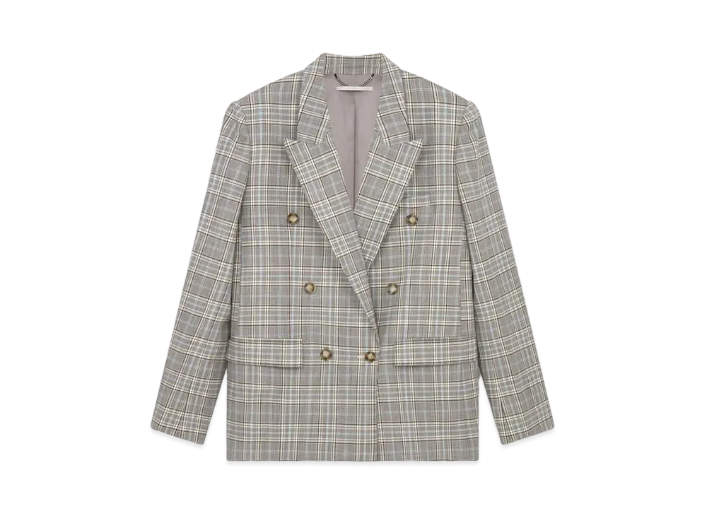 STELLA McCARTNEY Double Breasted Wool Blazer "Gray/Blue"