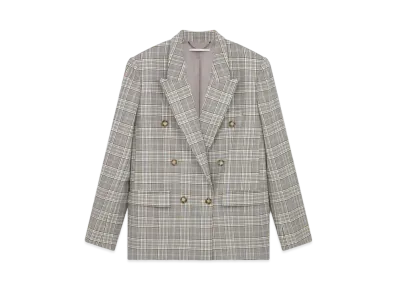 STELLA McCARTNEY Double Breasted Wool Blazer "Gray/Blue"