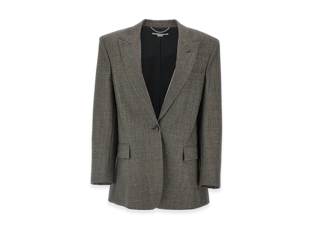 STELLA McCARTNEY Women's Single-Breasted Micro Houndstooth Blazer "Gray"